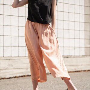Wide leg cotton pants